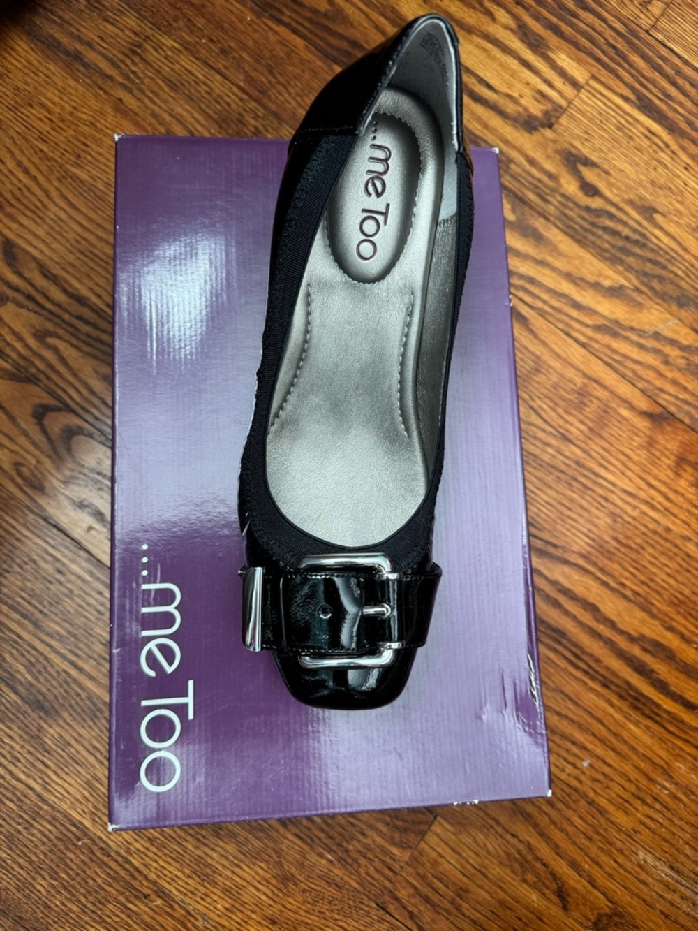 me Too PRIA2 Black Patent Buckle Square-Toe BNIB- Nordstrom Size 8M